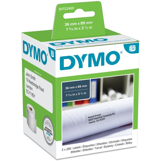 Dymo Adressetiketten S0722400 Selbstklebend 36 x 89 mm Schwarz auf Weiß