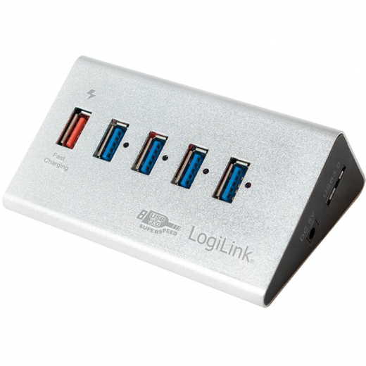 HUB 5Port LogiLink SuperSpeed 1x USB Power passiv Silver